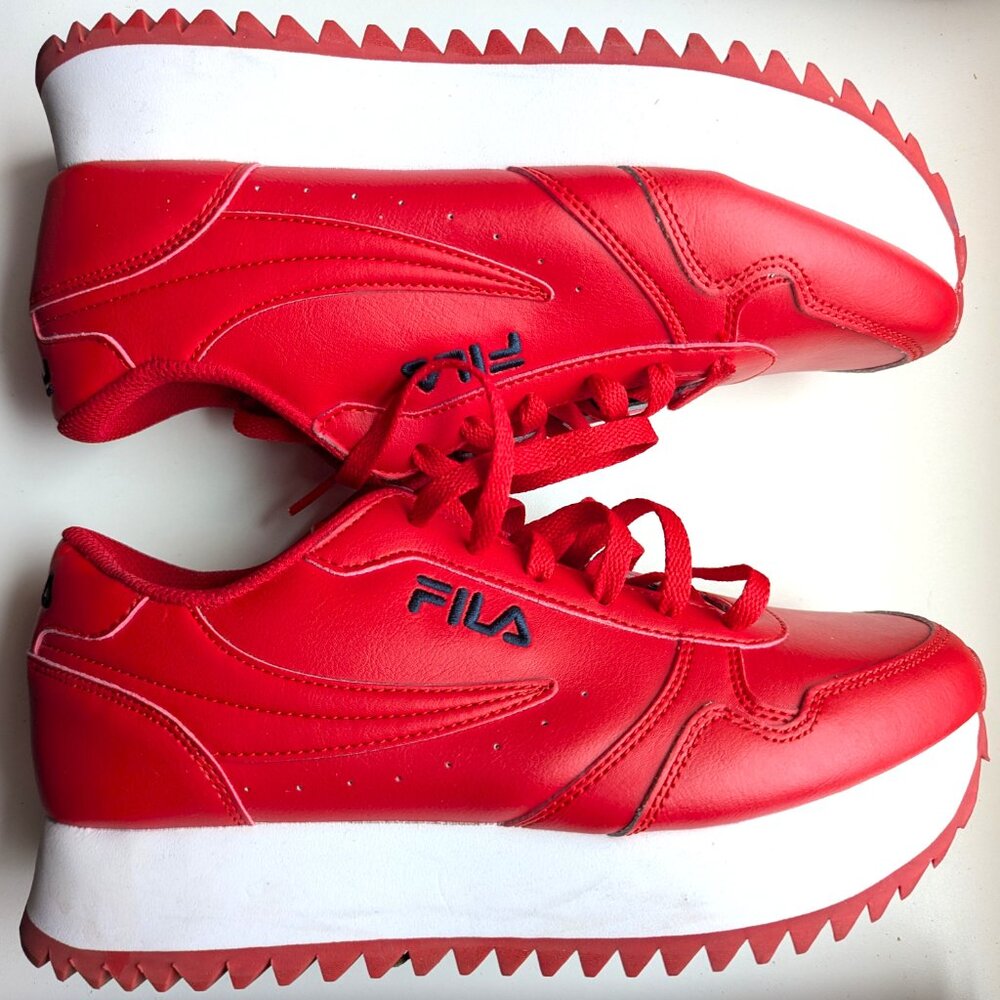 FILA Women's Sneakers RED Low-Top Classic Retro Style 5RM01999-647 White Size 9 - Picture 4 of 8